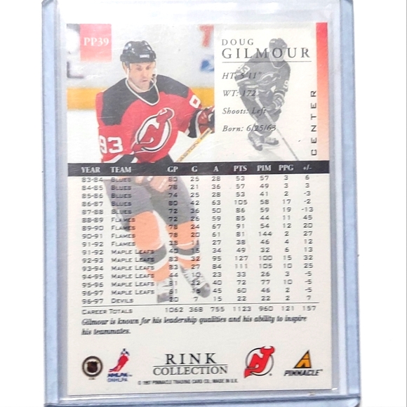 Doug Gilmour Pinnacle Rink Collection PP39 1997/98 New Jersey Devils - Picture 2 of 2